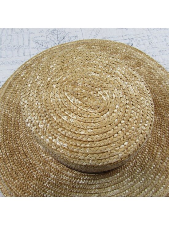 Anthropologie Rare Wyeth P Boater Hat leather strap Flawless Condition OS main image 7